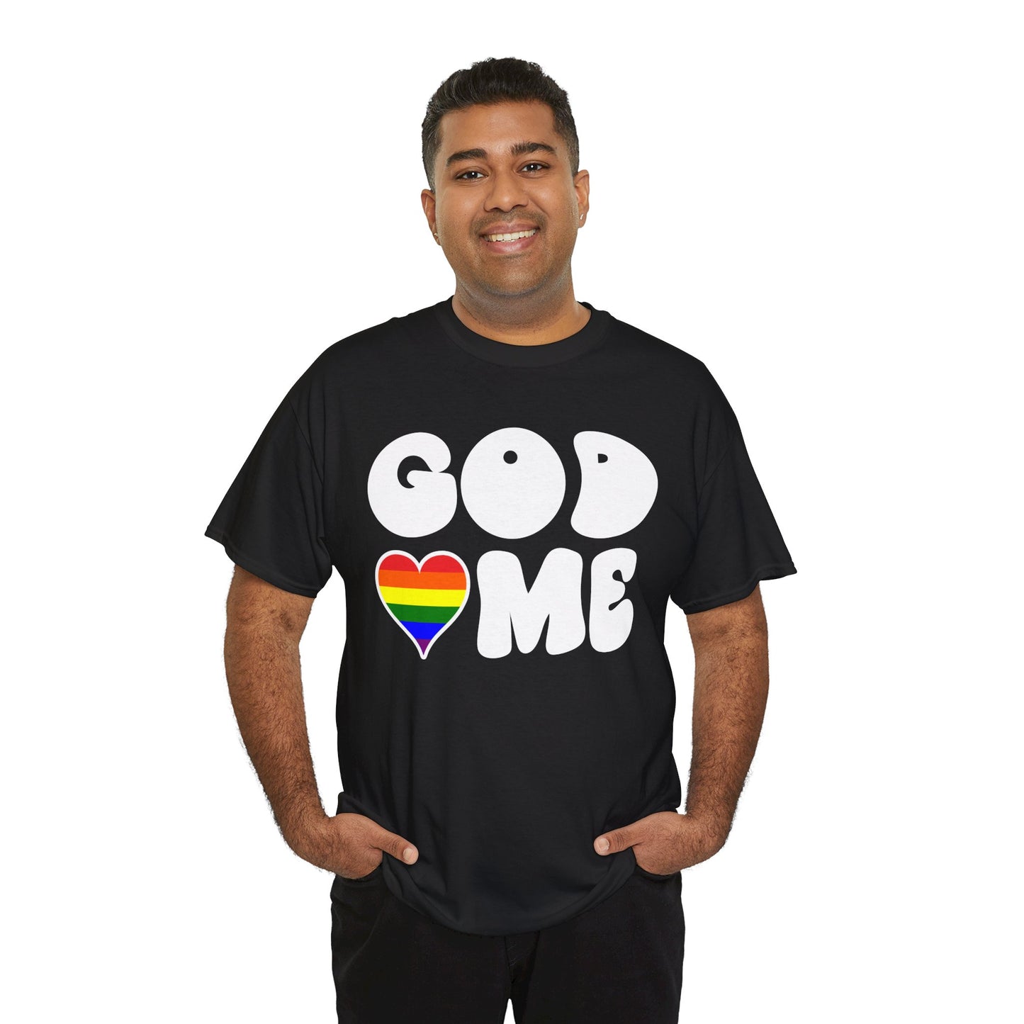 God Loves Me (Rainbow Heart) -Dark- Unisex Cotton Tee