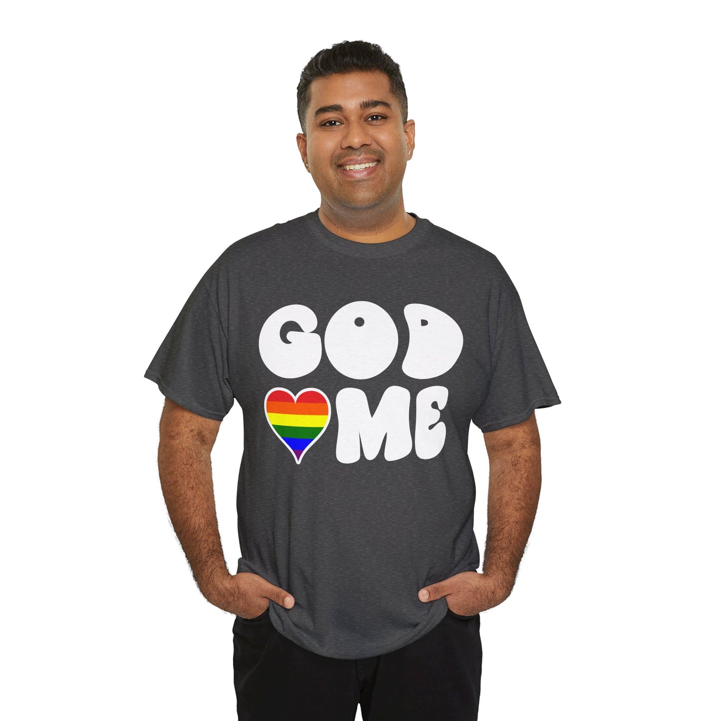 God Loves Me (Rainbow Heart) -Dark- Unisex Cotton Tee