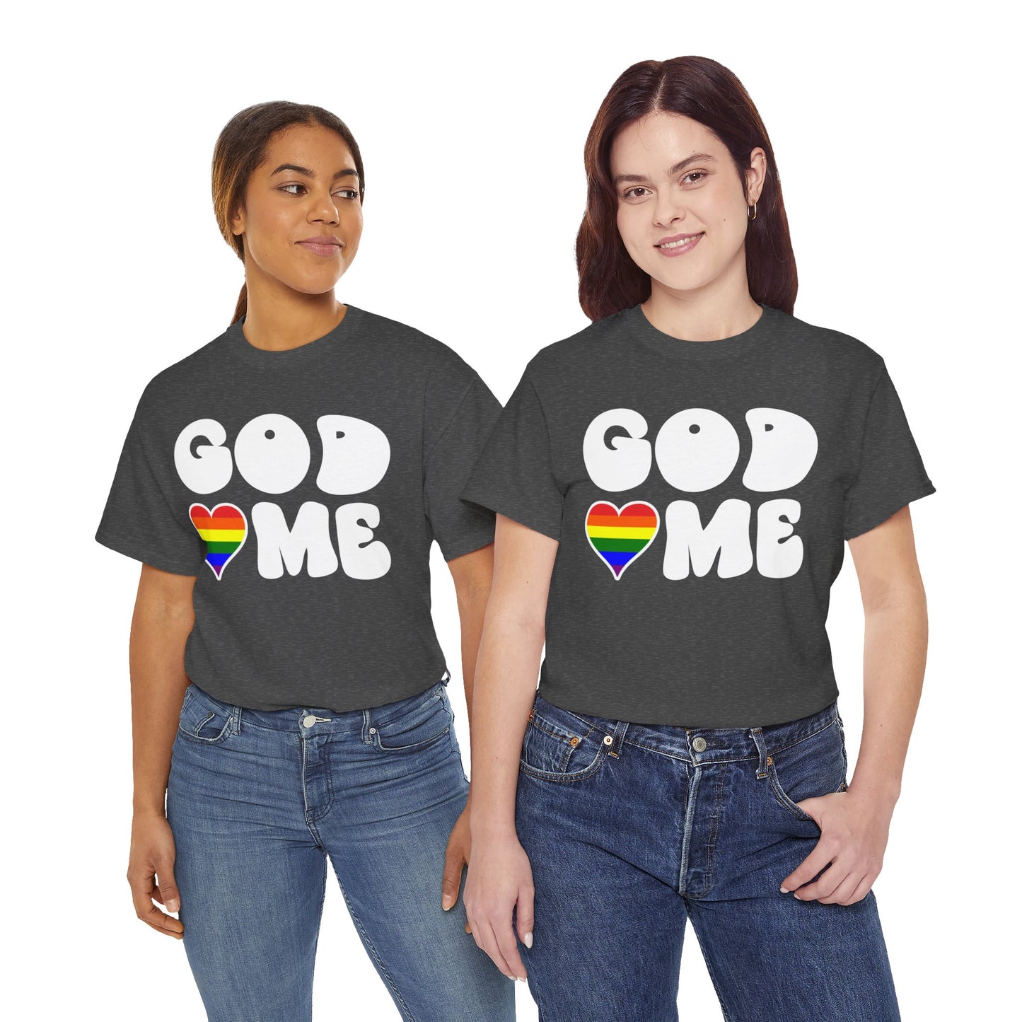 God Loves Me (Rainbow Heart) -Dark- Unisex Cotton Tee