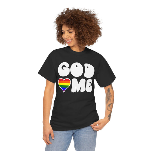 God Loves Me (Rainbow Heart) -Dark- Unisex Cotton Tee