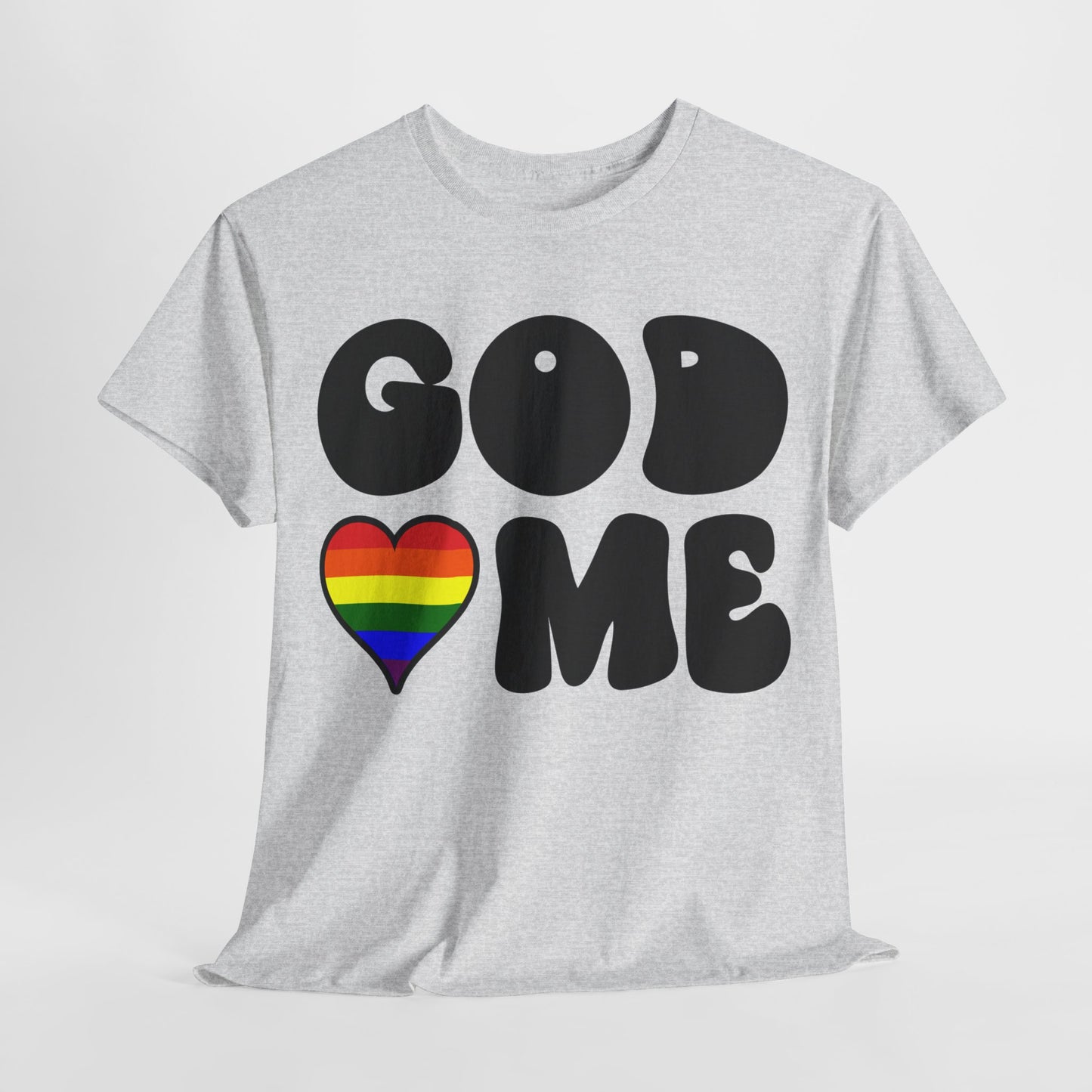 God Loves Me (Rainbow Heart) Unisex Cotton Tee