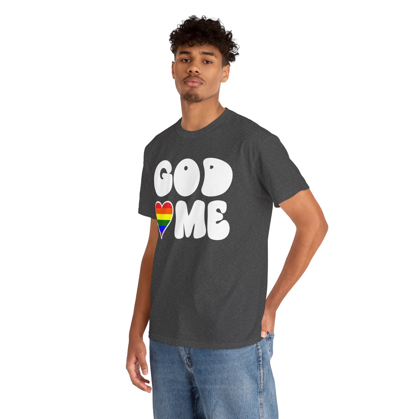 God Loves Me (Rainbow Heart) -Dark- Unisex Cotton Tee