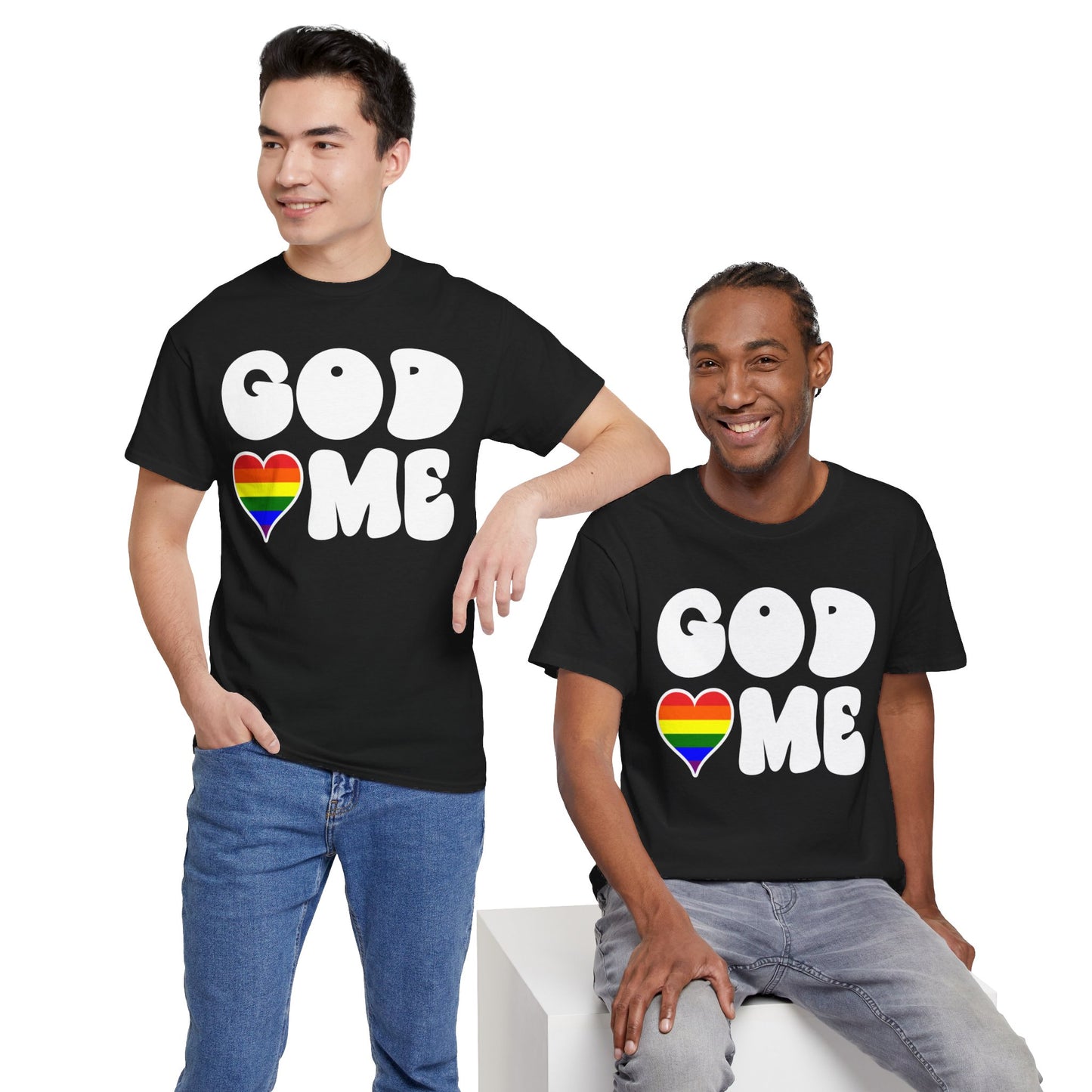 God Loves Me (Rainbow Heart) -Dark- Unisex Cotton Tee