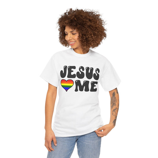 Jesus Loves Me (Rainbow Heart) Unisex Heavy Cotton Tee