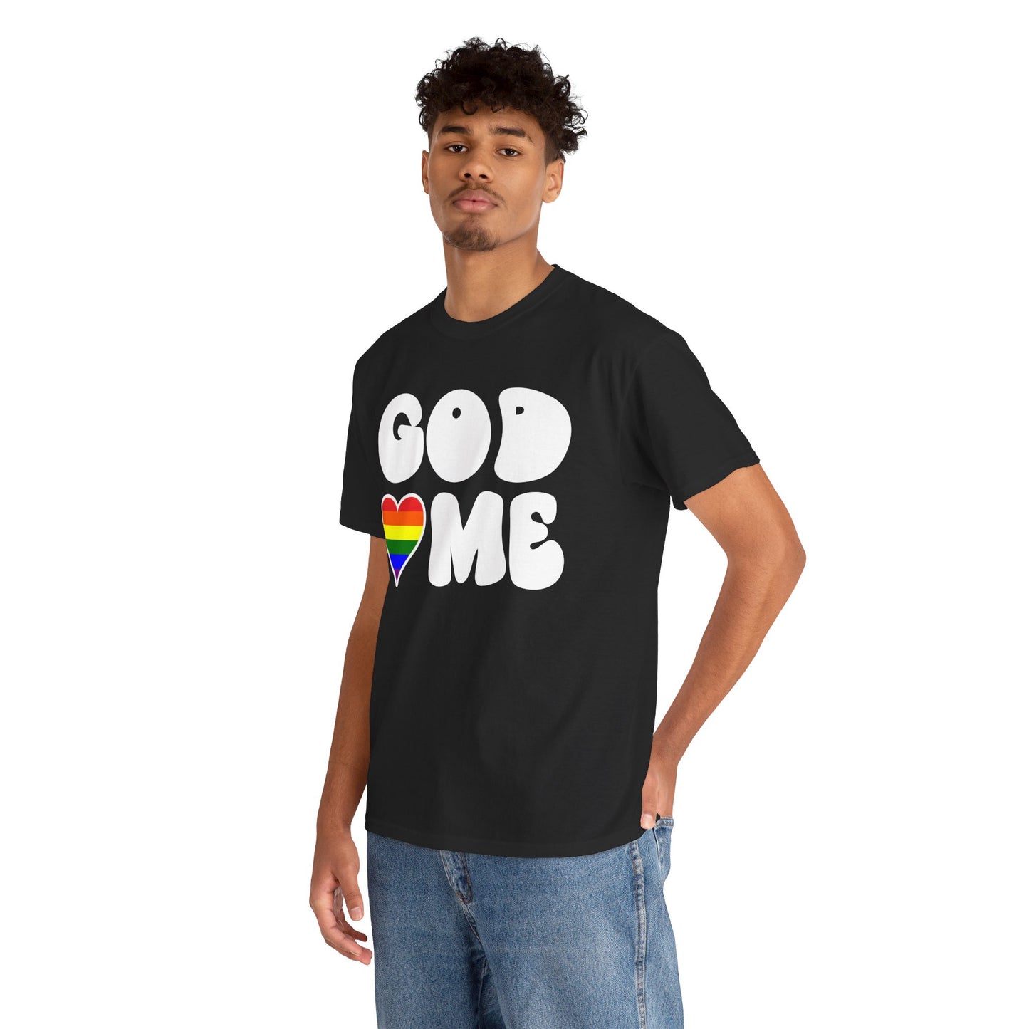 God Loves Me (Rainbow Heart) -Dark- Unisex Cotton Tee