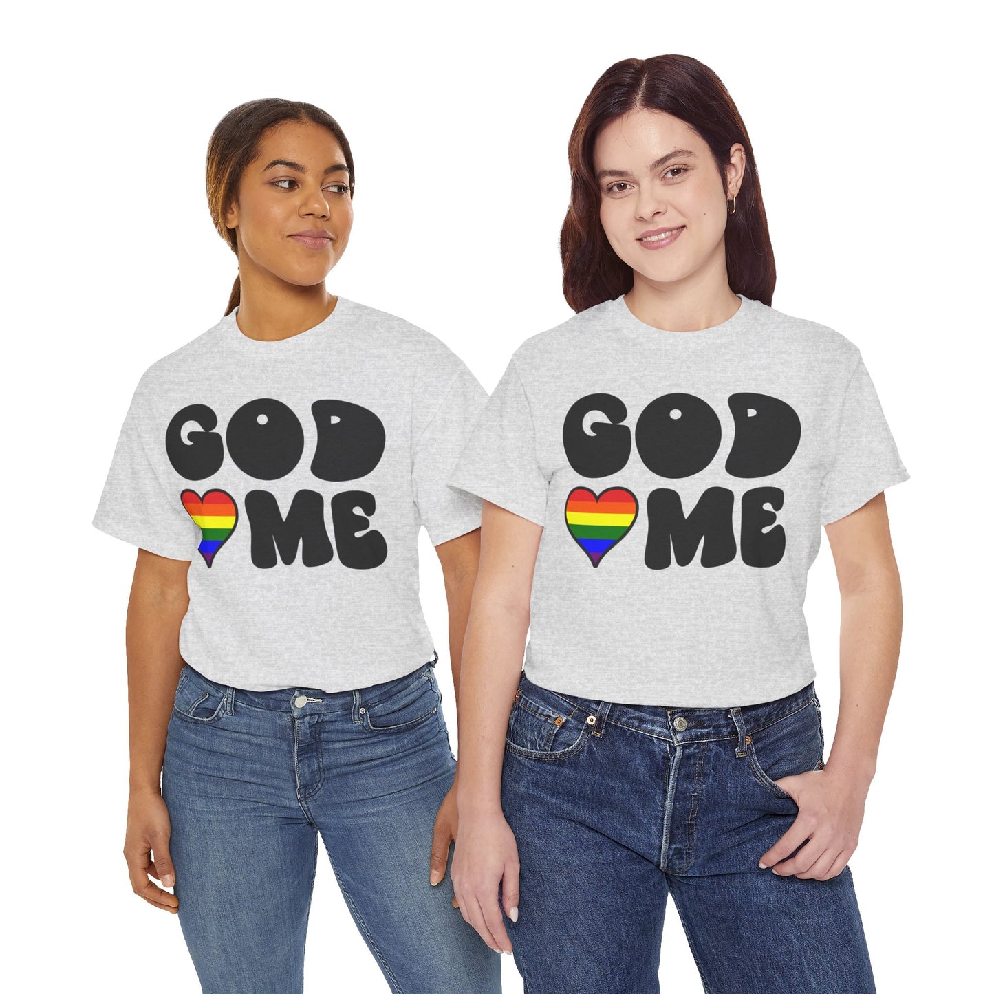 God Loves Me (Rainbow Heart) Unisex Cotton Tee