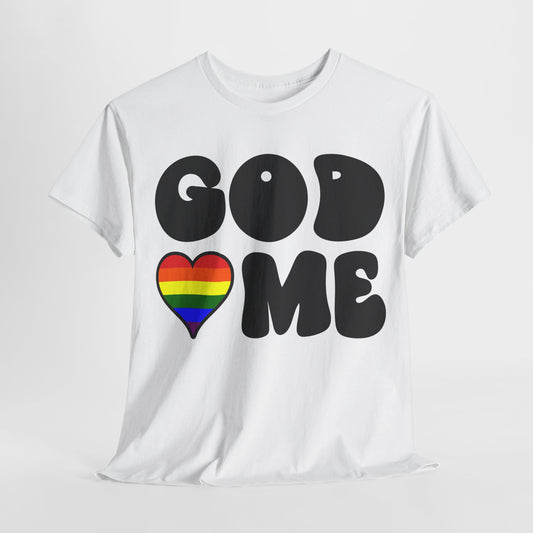 God Loves Me (Rainbow Heart) Unisex Cotton Tee