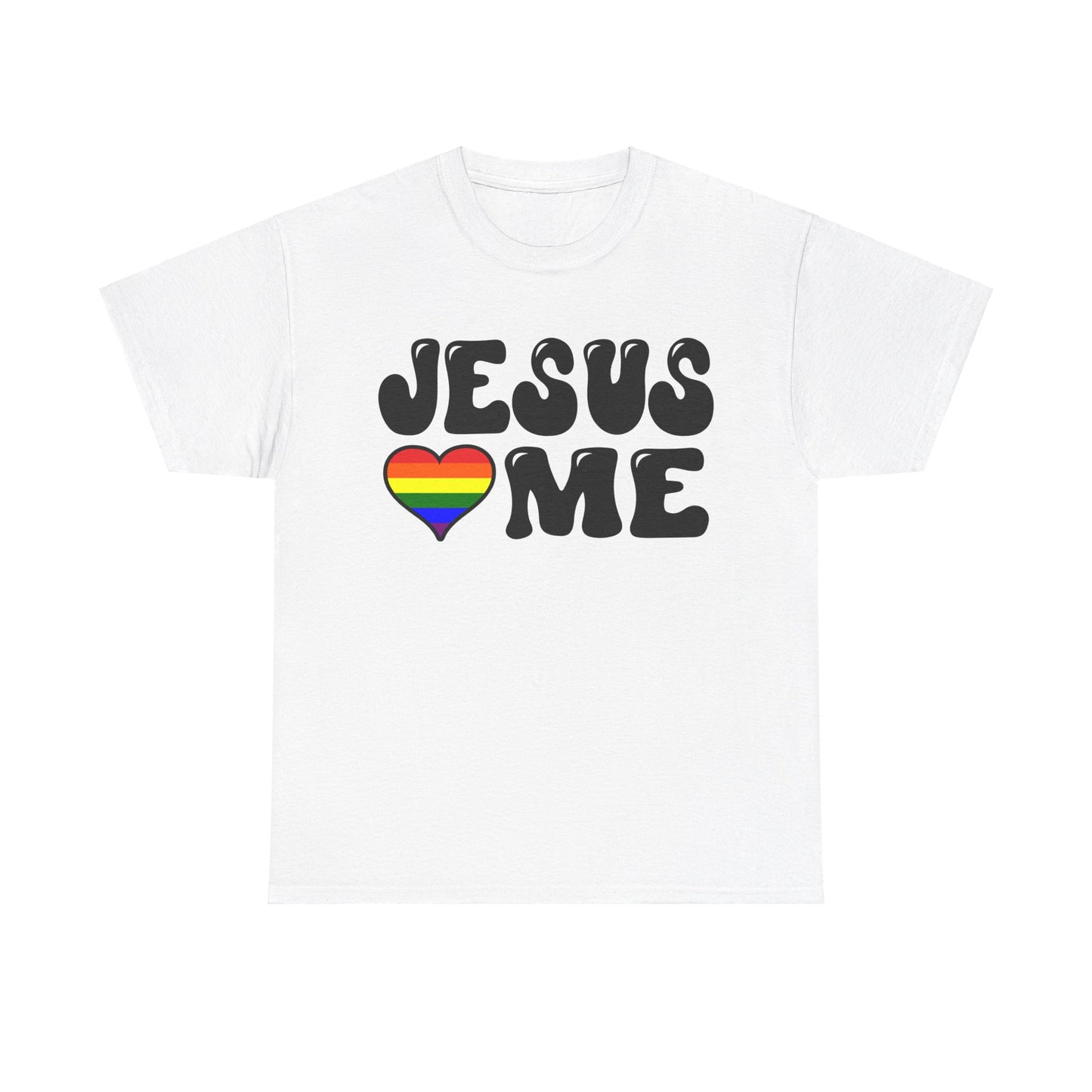 Jesus Loves Me (Rainbow Heart) Unisex Heavy Cotton Tee