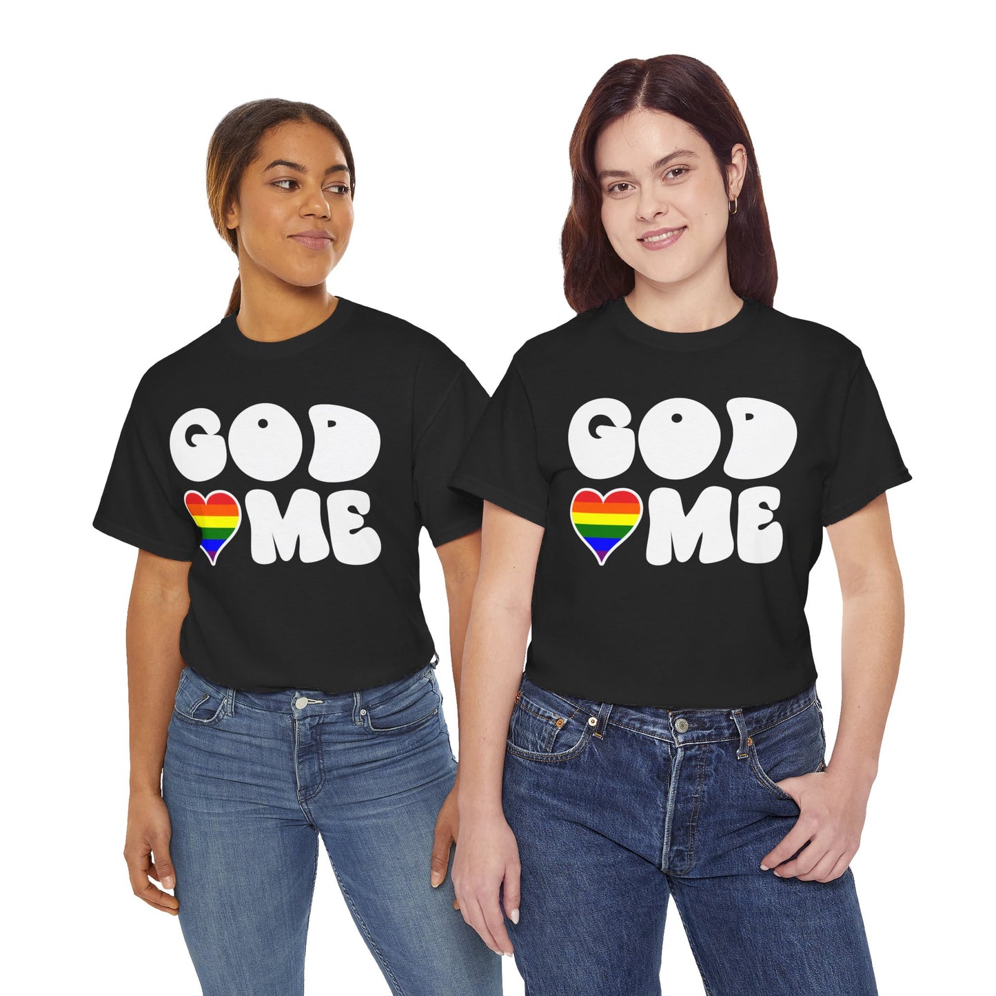 God Loves Me (Rainbow Heart) -Dark- Unisex Cotton Tee