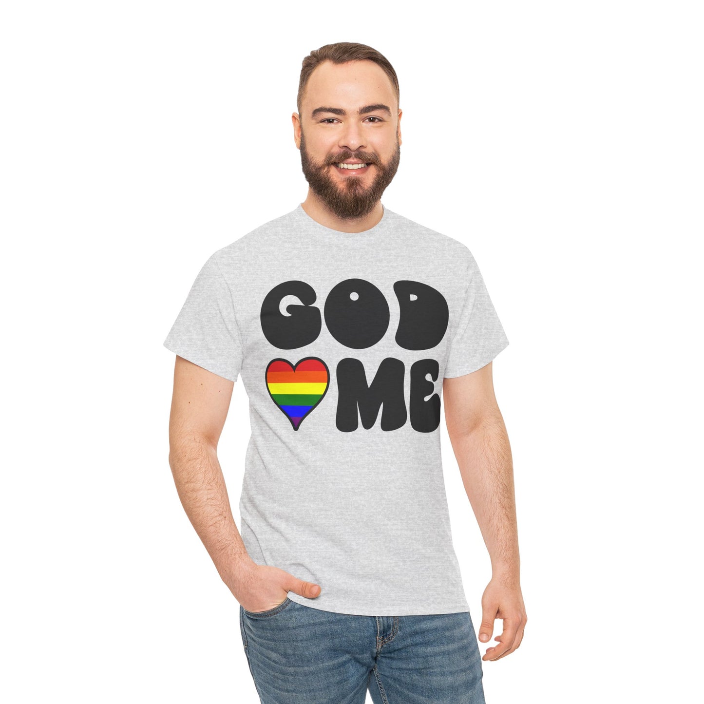 God Loves Me (Rainbow Heart) Unisex Cotton Tee