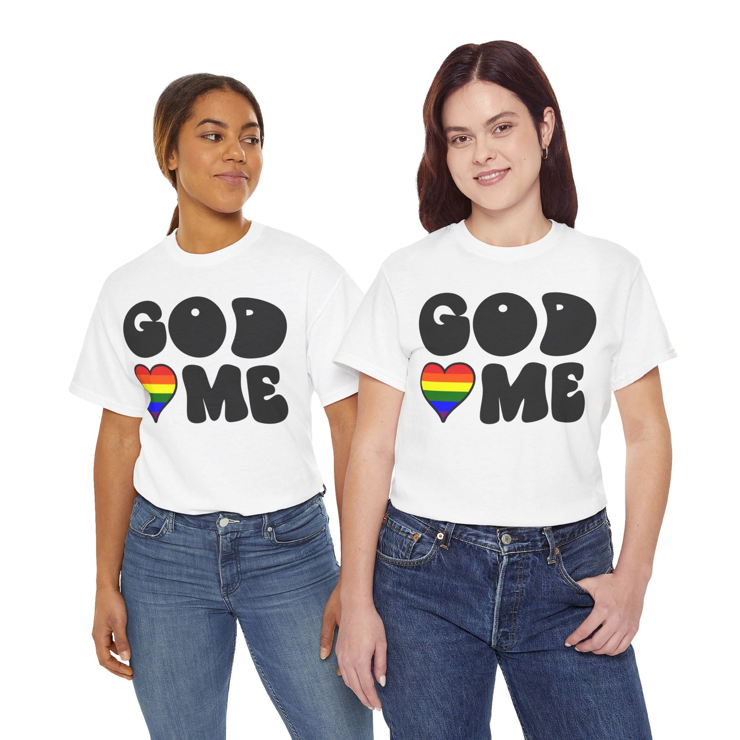 God Loves Me (Rainbow Heart) Unisex Cotton Tee