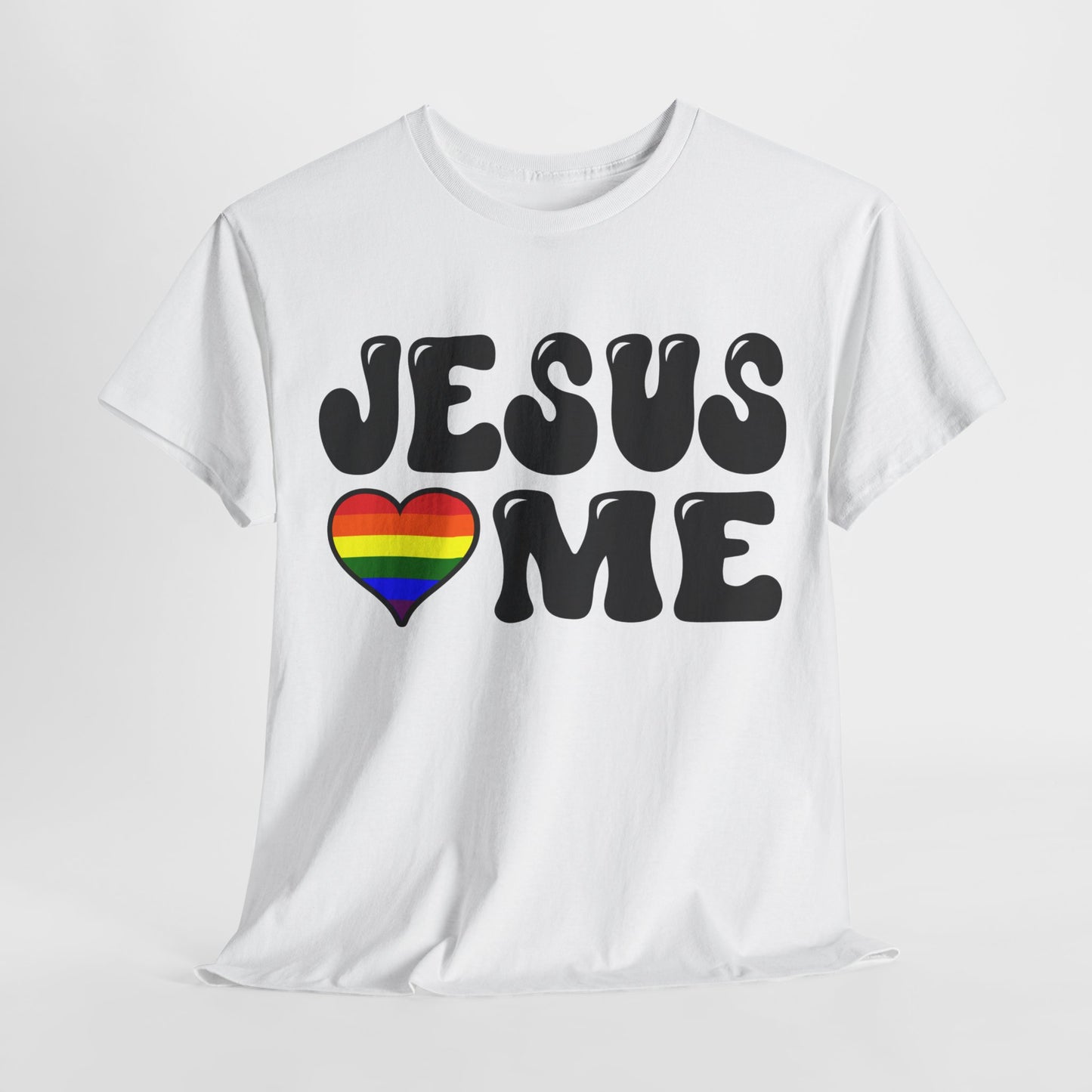 Jesus Loves Me (Rainbow Heart) Unisex Heavy Cotton Tee