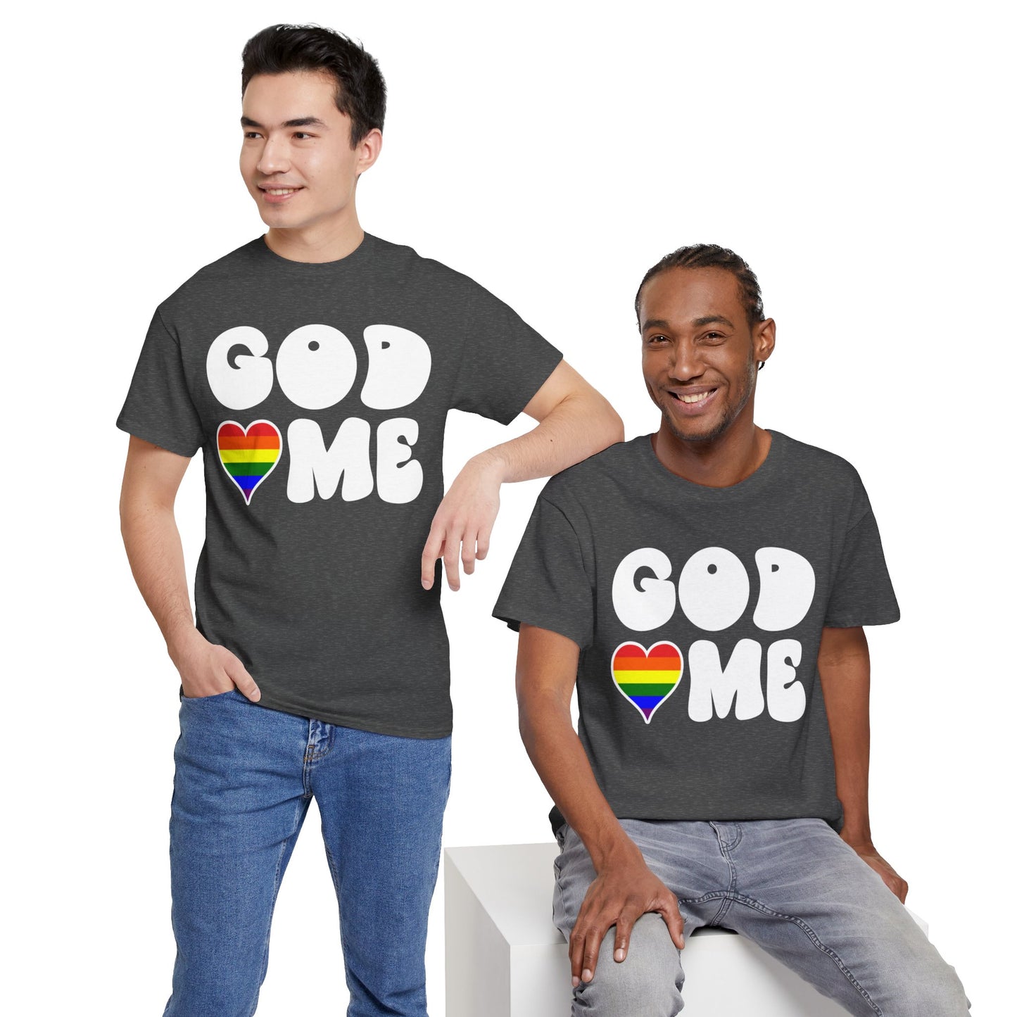 God Loves Me (Rainbow Heart) -Dark- Unisex Cotton Tee