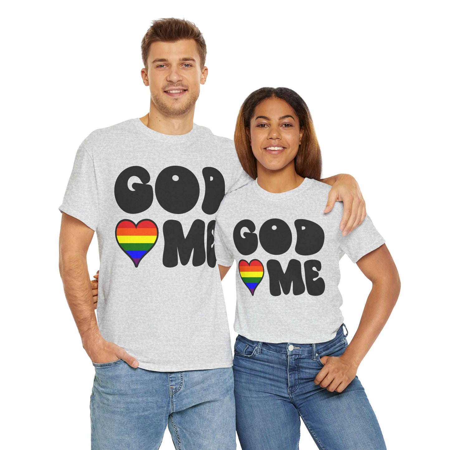 God Loves Me (Rainbow Heart) Unisex Cotton Tee