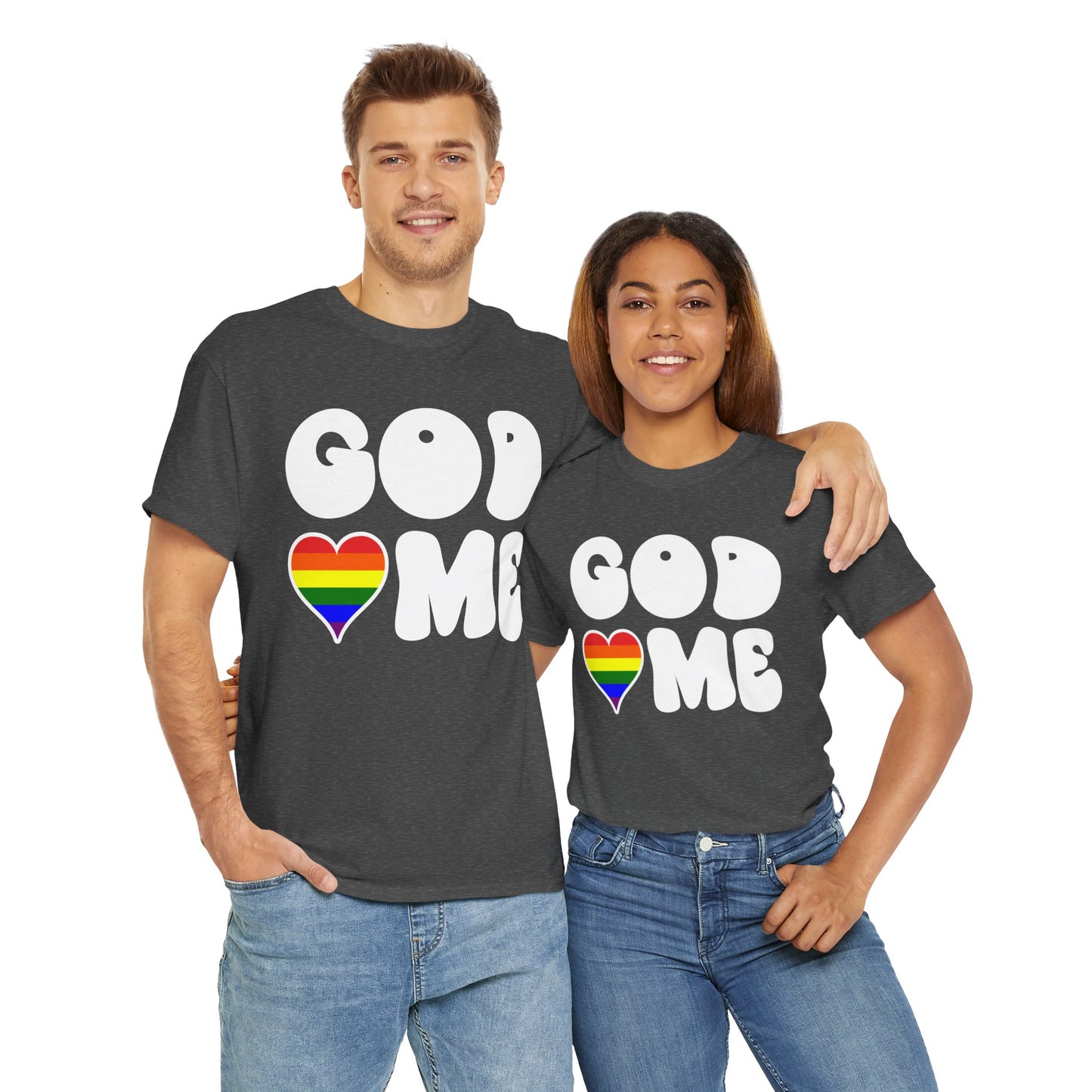 God Loves Me (Rainbow Heart) -Dark- Unisex Cotton Tee