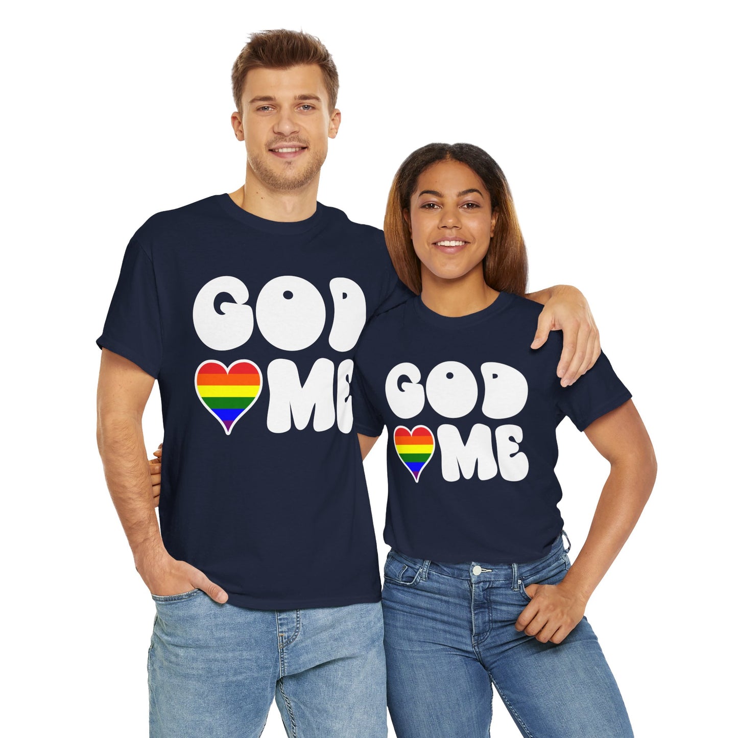 God Loves Me (Rainbow Heart) -Dark- Unisex Cotton Tee