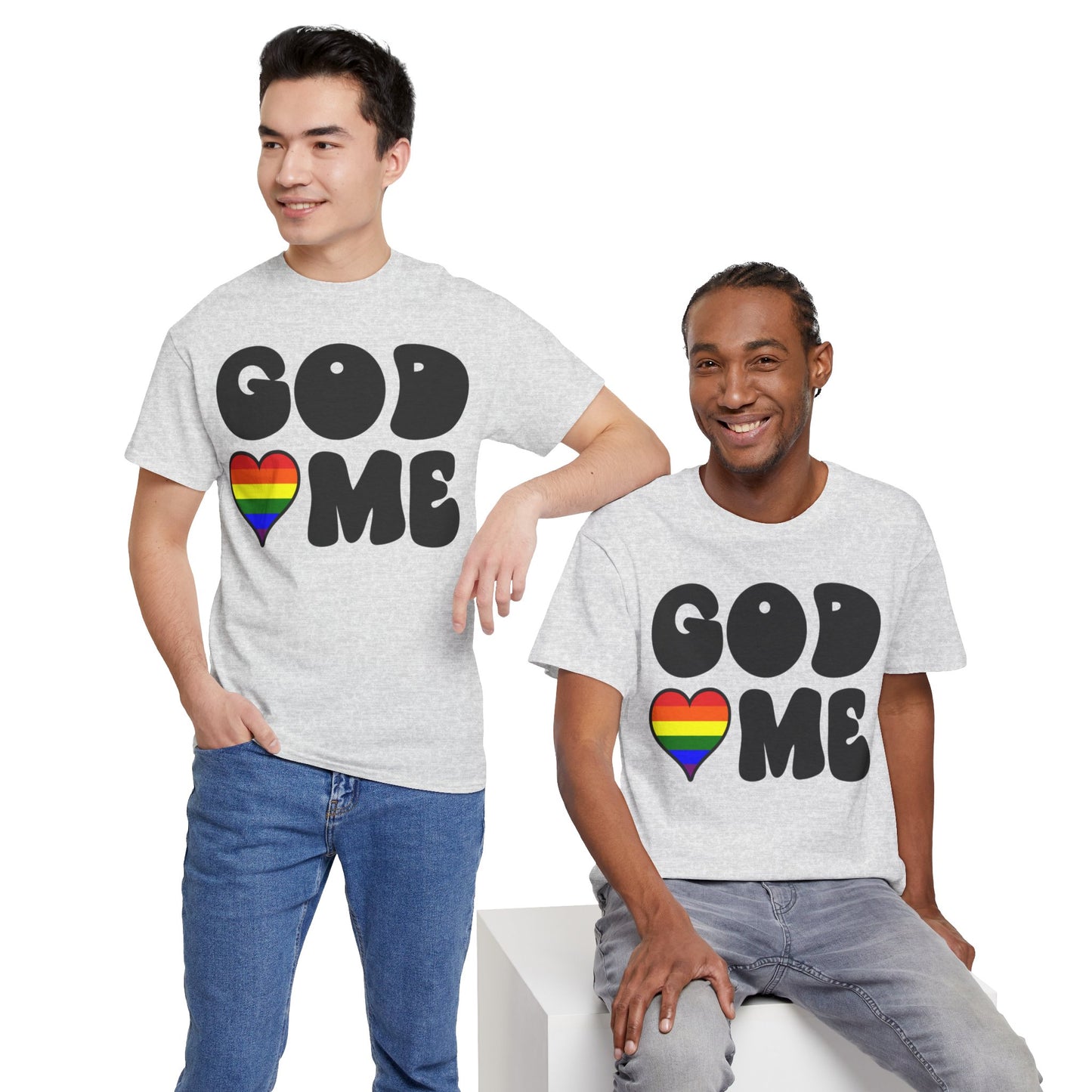 God Loves Me (Rainbow Heart) Unisex Cotton Tee